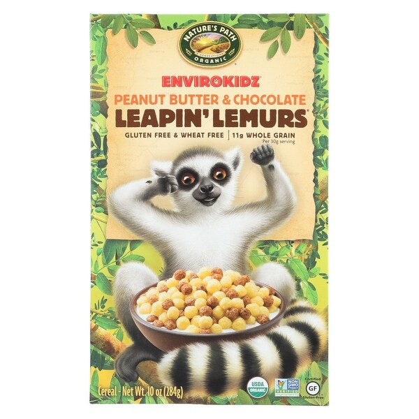 Envirokidz Leapin' Lemurs Cereal - Peanut Butter and Chocolate - Case of 12 - 10 oz.