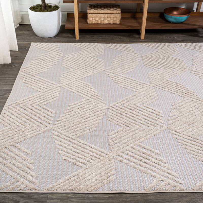 JONATHAN Y Sumak High-Low Pile Art Deco Geometric Indoor/Outdoor Area Rug
