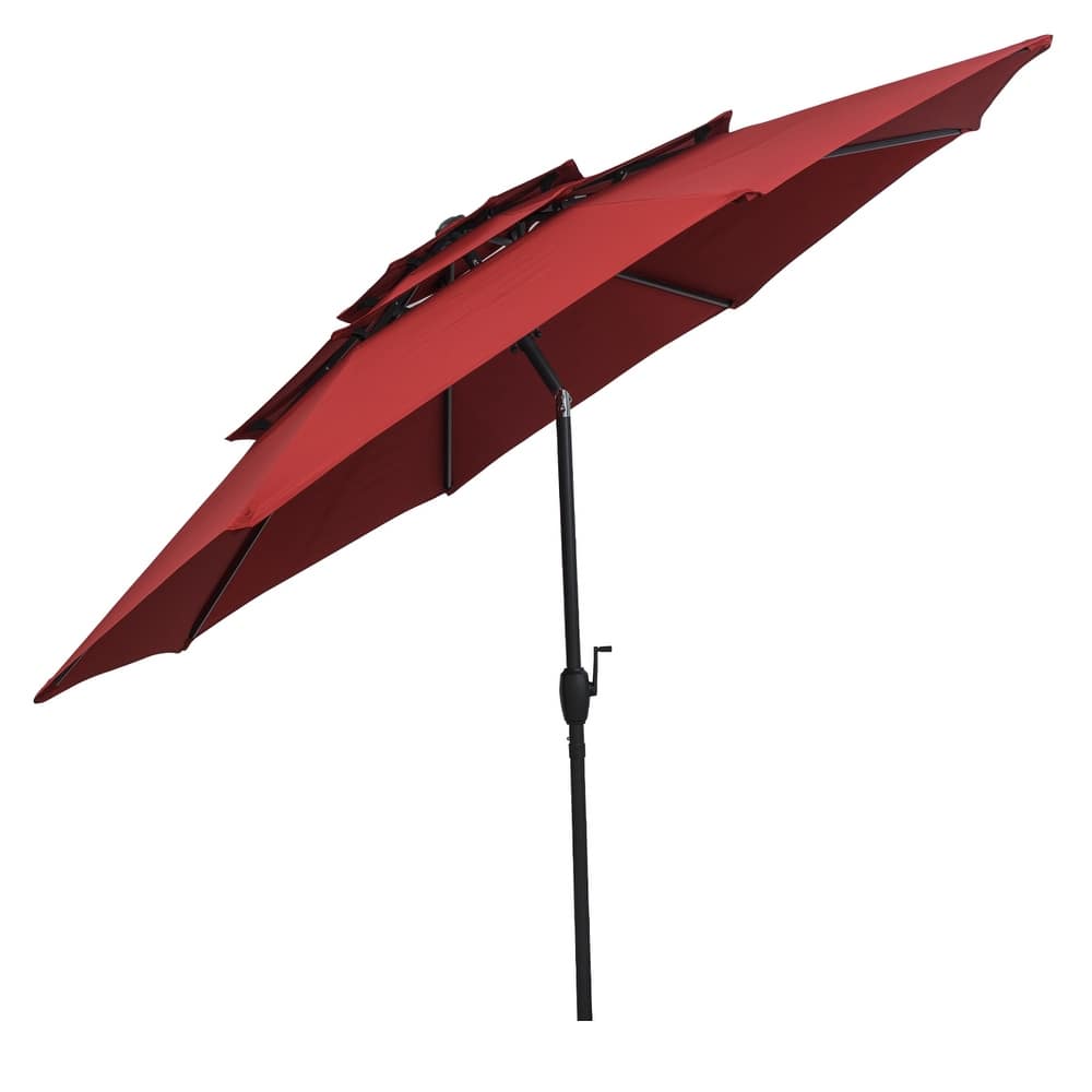 10 Ft Patio Umbrella with Crank and Tilt Vented Polyester Canopy for Backyard and Pool Shade