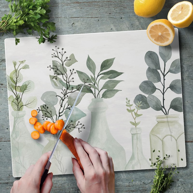CounterArt "Nature's Greenery" 3mm Heat Tolerant Tempered Glass Cutting Board 15" x 12" Made in the USA Dishwasher Safe