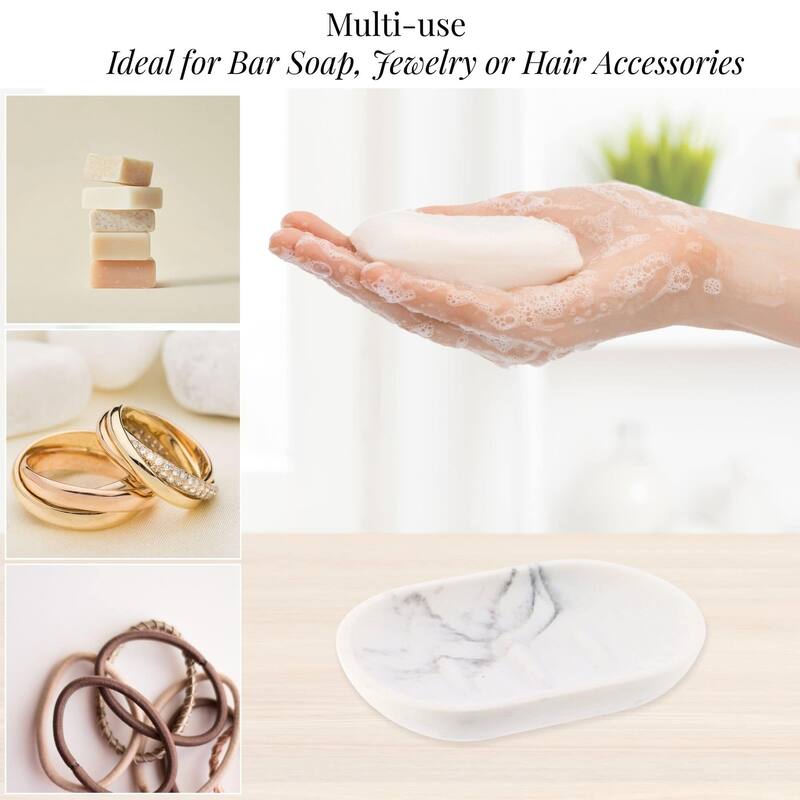 Marble Resin Hand Soap Dish - 5.2 L x 3.6 W x 0.8 H