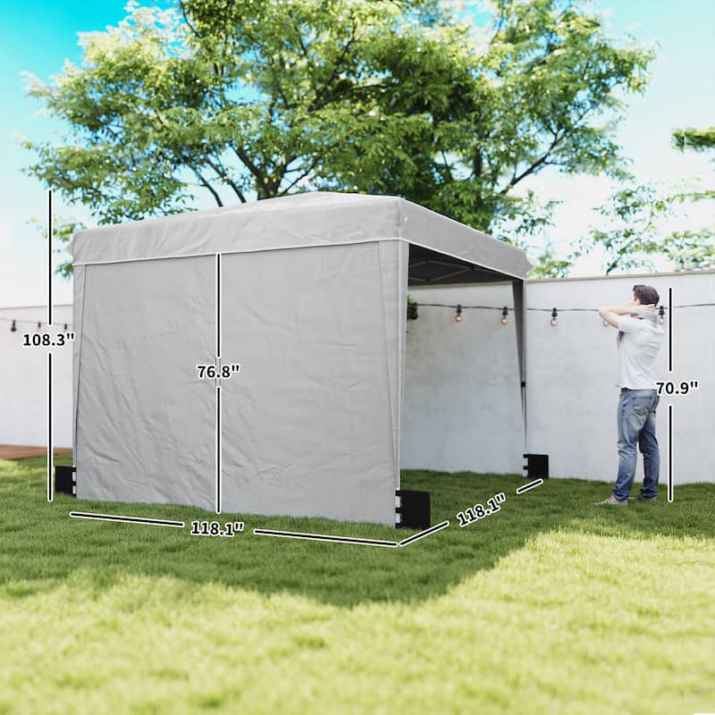 Outsunny 10 x 10 ft Pop Up Canopy Tent with Sidewalls, UPF50+ Outdoor Portable Instant Canopy Shelter with Carry Bag, Sandbags