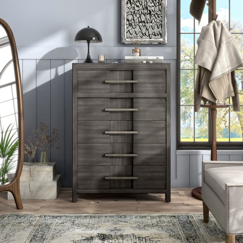 Tass Transitional Solid Wood 5-Drawer Chest by Furniture of America