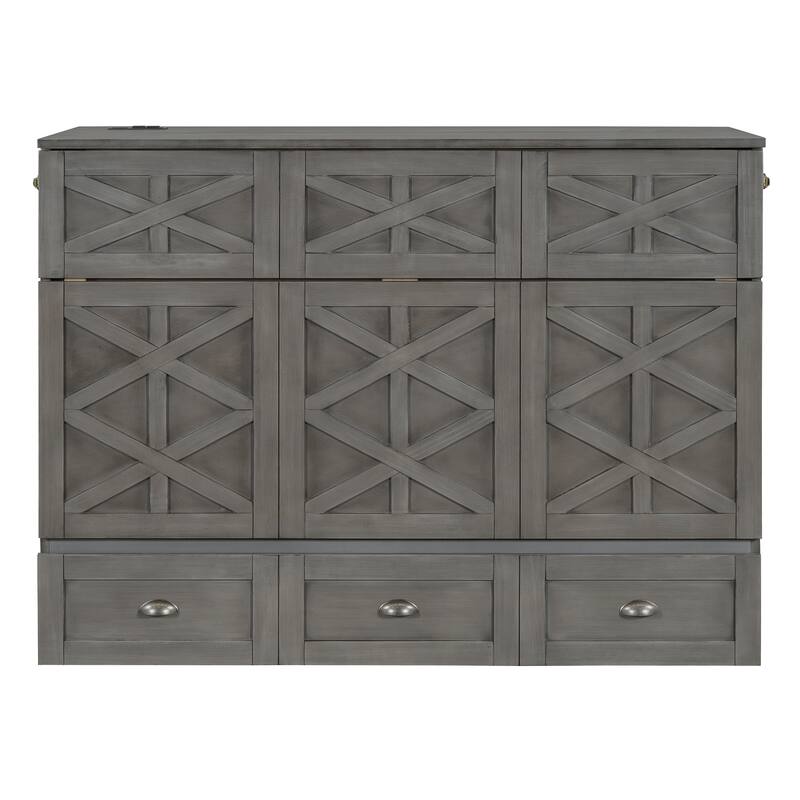 Modern Style Murphy Bed with Large Versatile Storage Drawers for Bedroom