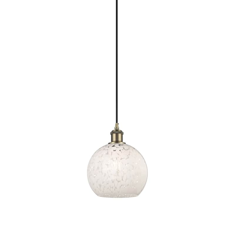 Innovations Lighting 516-1P-10-8 White Mouchette Pendant White - Antique Brass