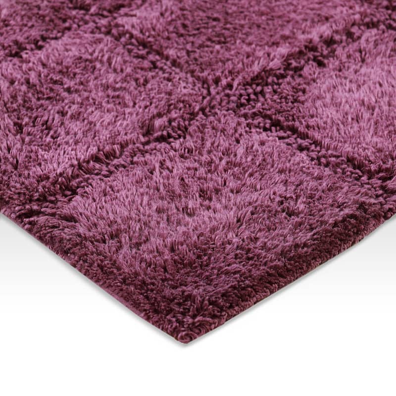 Superior Cotton Checkered 2-piece Non-skid Bath Rug Set