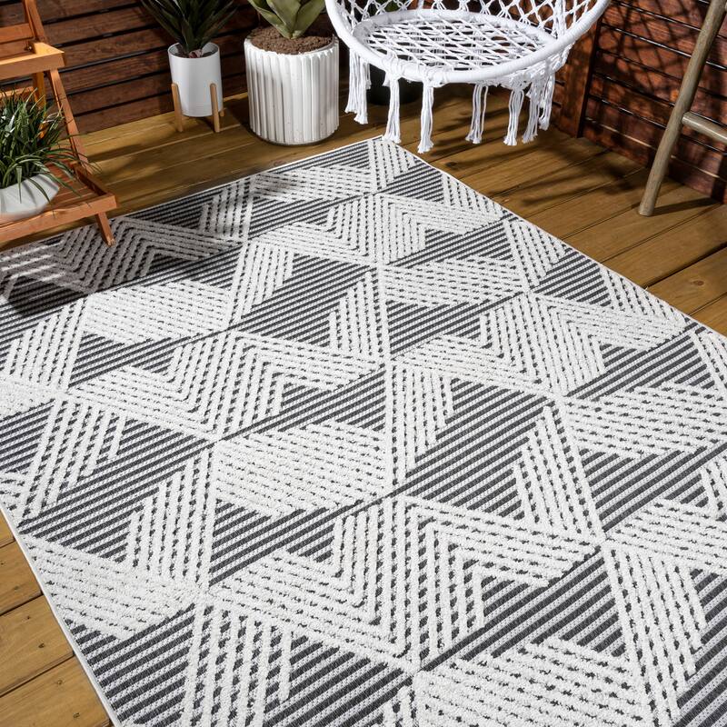 JONATHAN Y Sumak High-Low Pile Art Deco Geometric Indoor/Outdoor Area Rug