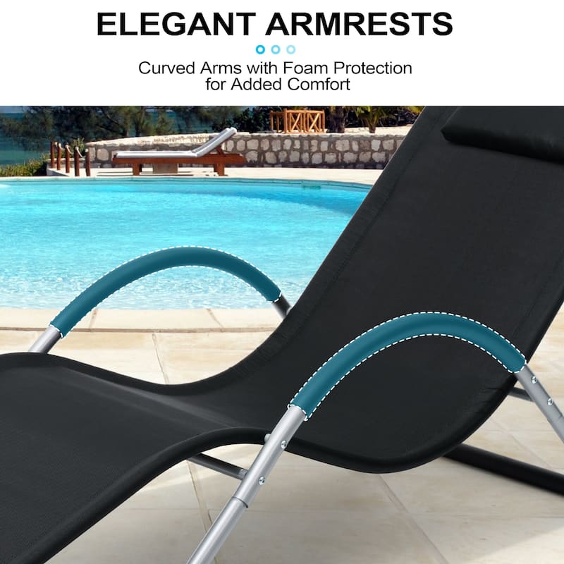 Outdoor Patio Lounger Chaise Lounges Curved Sunbathing Pool Recliner Chair