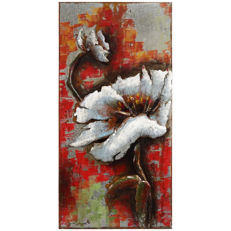 "Garden Rose 2" Mixed Media Iron Hand Painted Dimensional Wall Art