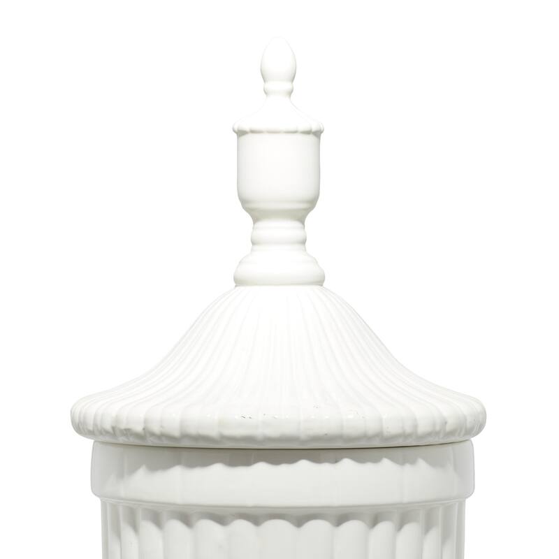 Ceramic Living Room Decorative Jars with Grooves and Lid - Gold, Silver, Black, White - Roche River Decor