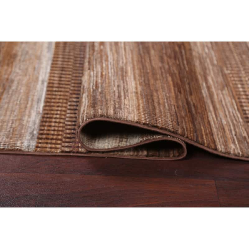 Brown Striped Gabbeh Kashkoli Oriental Area Rug Handmade Wool Carpet - 3'10" x 5'8"