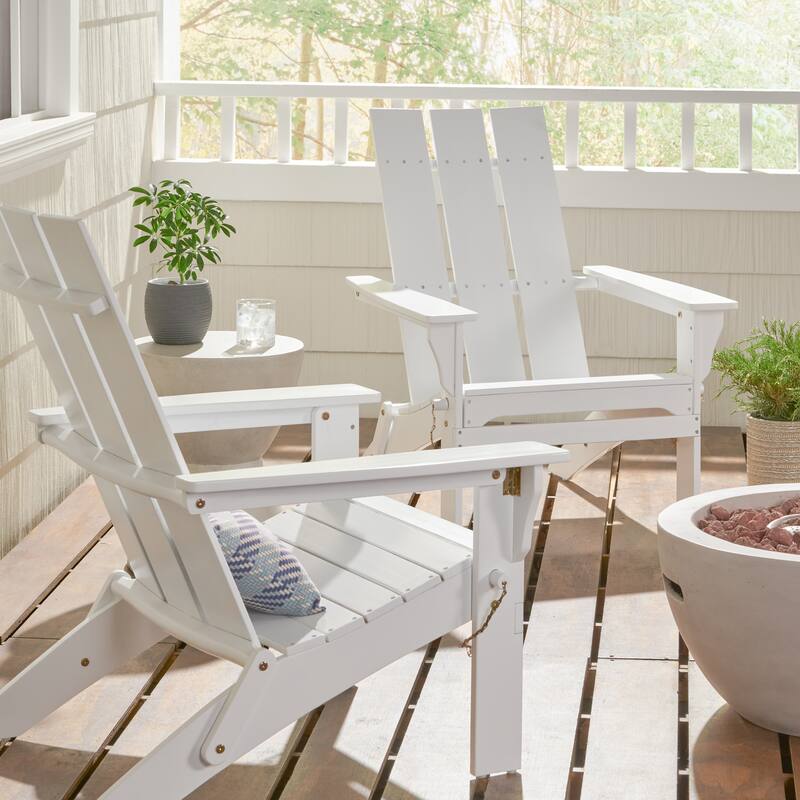Zuma Outdoor Outdoor Acacia Wood Foldable Adirondack Chairs (Set of 2) by Christopher Knight Home - White