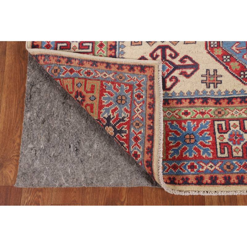 Traditional Beige Kazak Area Rug Handmade Oriental Wool Carpet - 4'11" x 6'7"