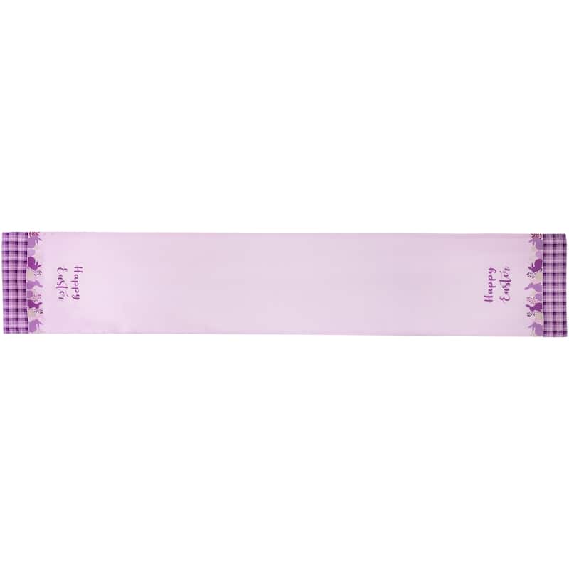 72" Pastel Purple "Happy Easter" Plaid Table Runner