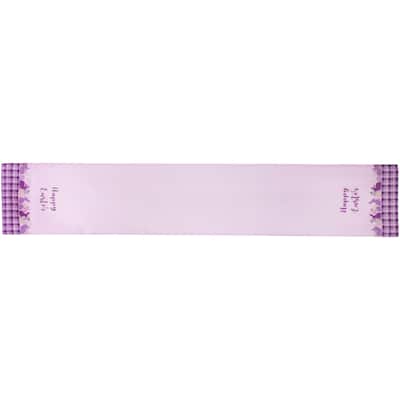 72" Pastel Purple "Happy Easter" Plaid Table Runner
