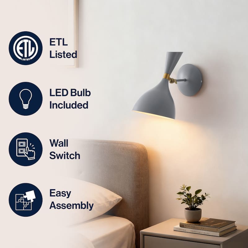 Josef 10" Iron Retro LED Wall Sconce, Black by JONATHAN Y - One