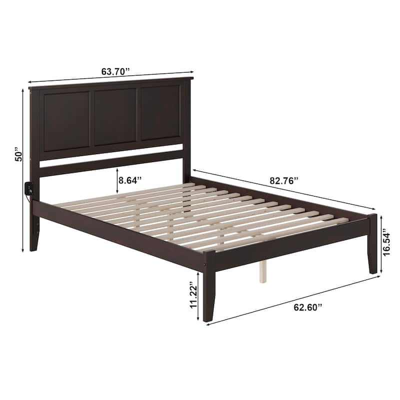 Madison Solid Wood Queen Platform Bed in Espresso