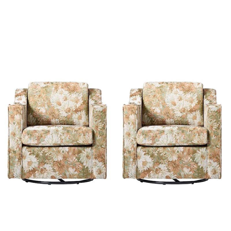 Modern Swivel Upholstered Armchair Accent chair Set of 2