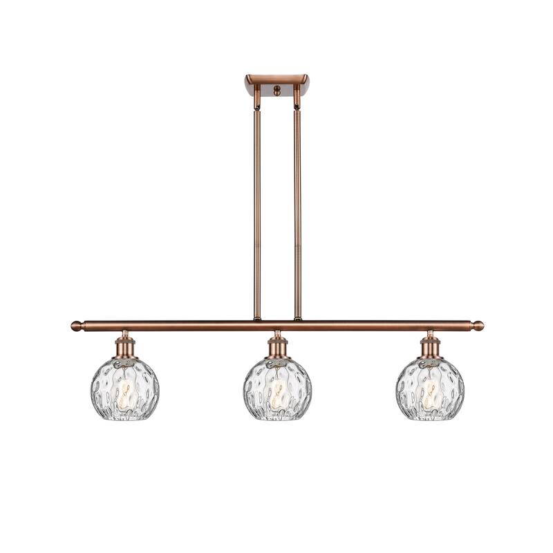 Innovations Lighting Athens Water Glass 3 Light 36" Island Light - 6" Shade - Antique Copper