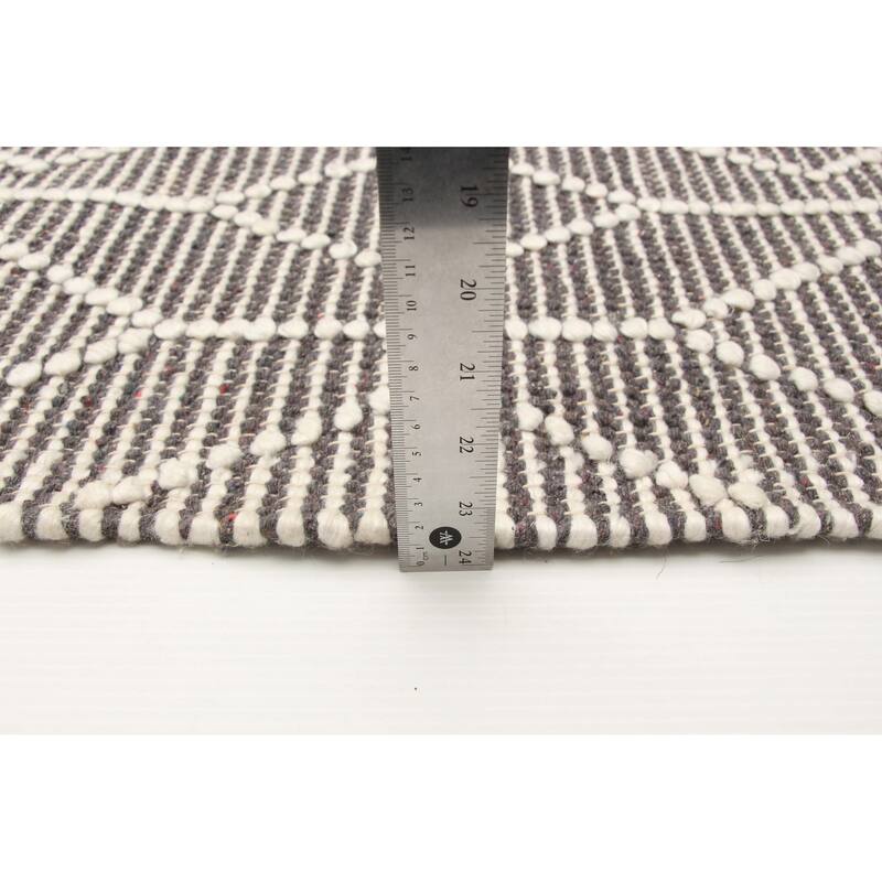 ECARPETGALLERY Braid weave Sienna Grey Wool Rug - 6'3 x 9'0