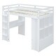 preview thumbnail 4 of 7, Twin Size Loft Bed with Large Storage Shelves, Wooden Bed with Writing Desk and Led Light, Kid's Bed with Drawers, White