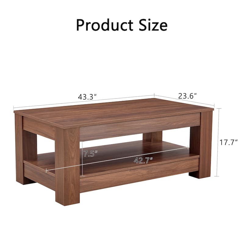 Walnut Coffee Table Center Table with Bottom Shelf, Side Table End Table Dining Table Cocktail Table