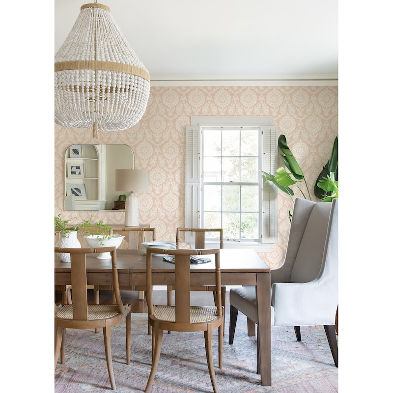 Chesapeake Helm Damask Blush Floral Medallion Wallpaper