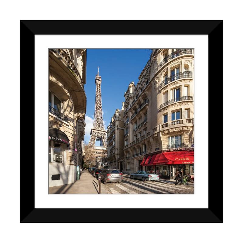 iCanvas "Rue De Buenos-Aires With View Of The Eiffel Tower, Paris, France" by Jan Becke PFA - Black - 24x24x1
