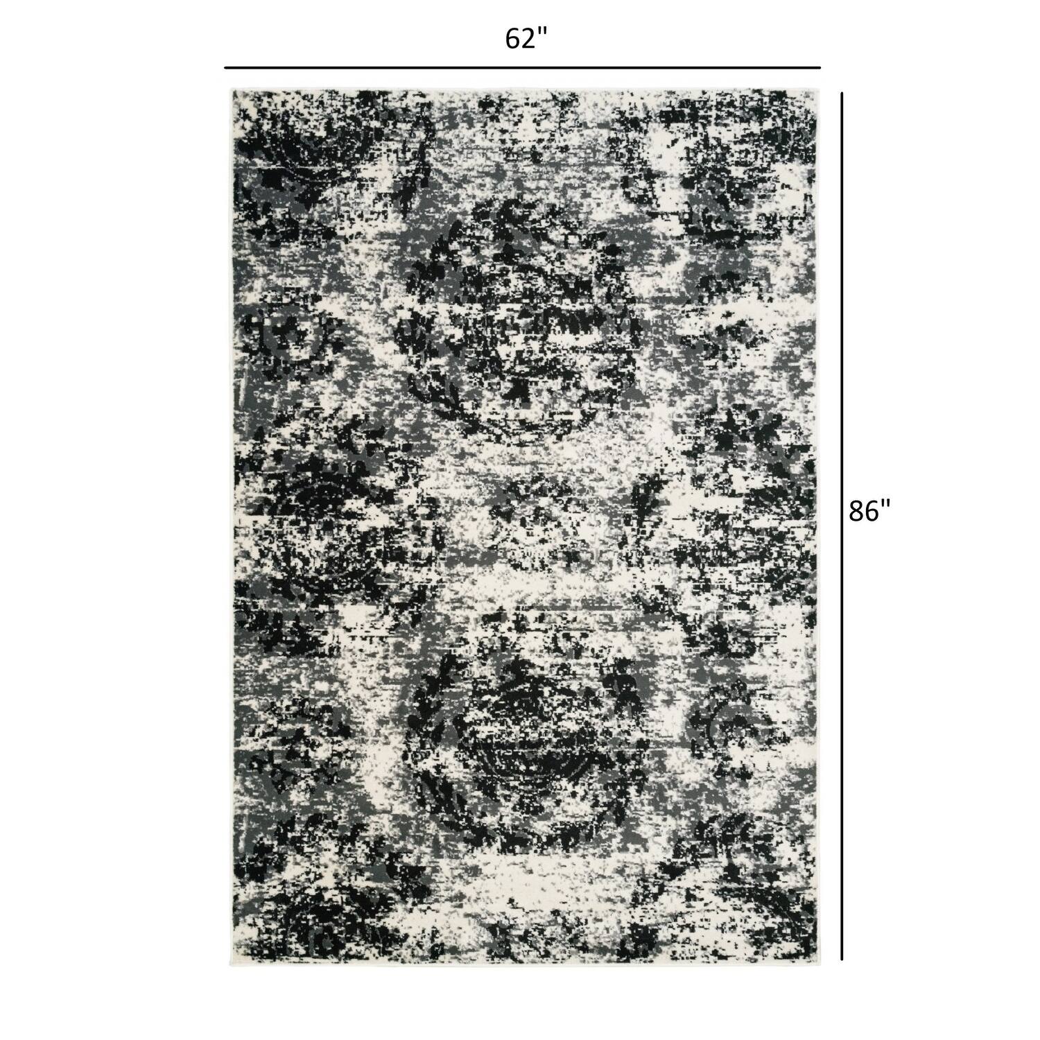 5' x 7' Black and White Abstract Area Rug 62" W x 86" D x 0.4" H On Sale Bed Bath & Beyond