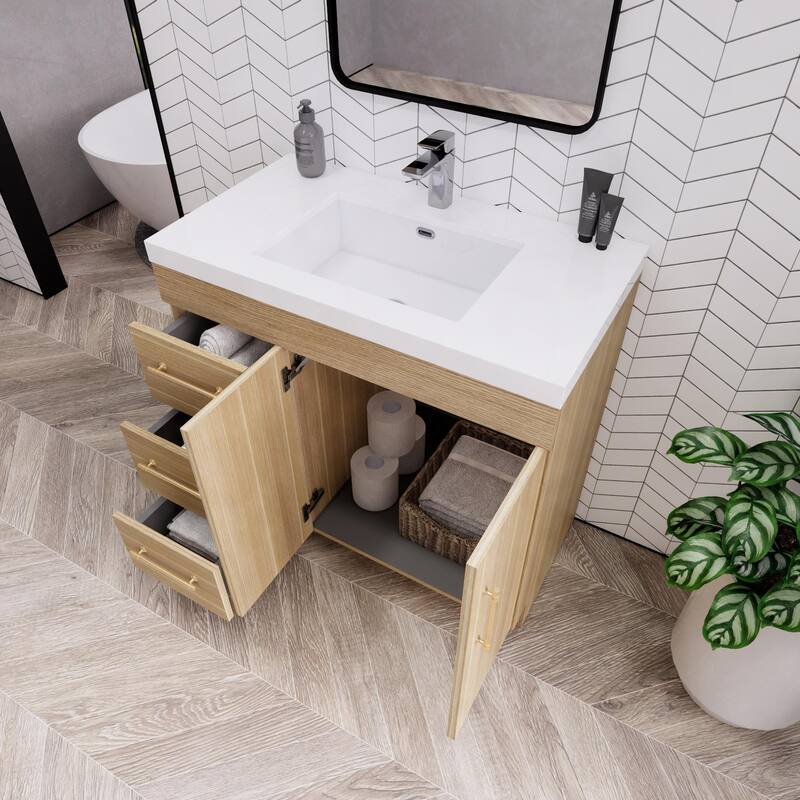 Eliza 36'' Freestanding Vanity(Left Drawers) with Single Sink