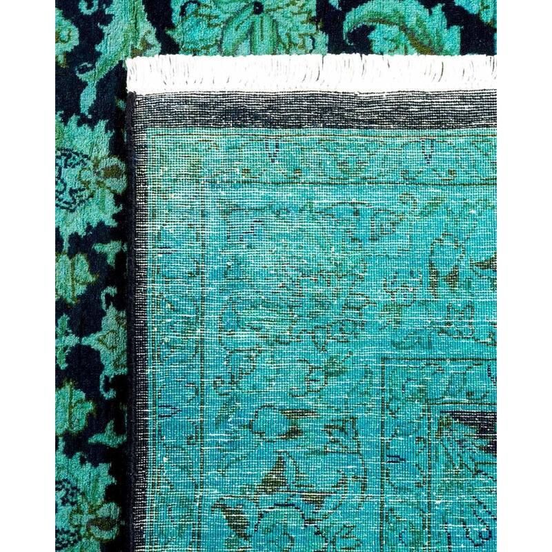 Overton Hand Knotted Wool Vintage Inspired Modern Contemporary Overdyed Blue Area Rug - 4' 0" x 6' 3"