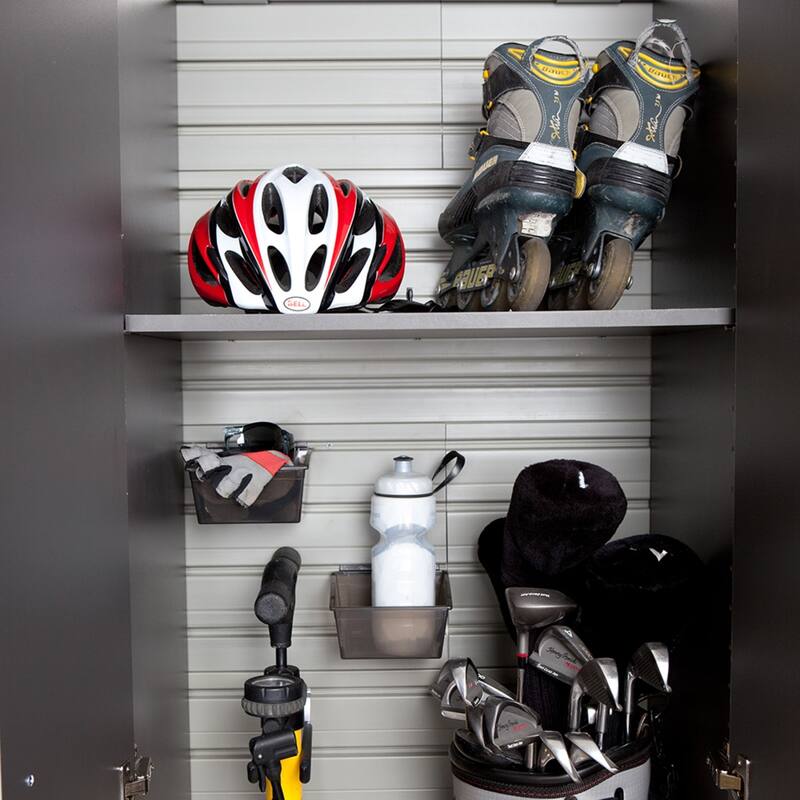 36 Piece Slatwall Panel, Cabinet, Hook, Bin, Shelf and Workstation Storage Set