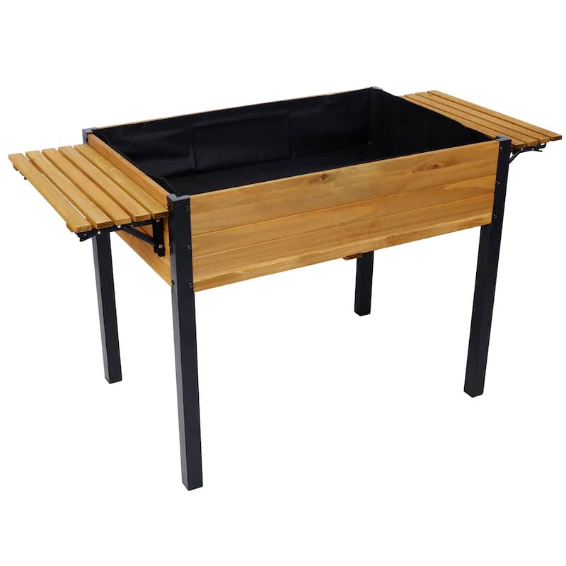 Village Garden Beds Garden Flower Pot Racks with Folding Storage Shelf and Metal Leg for Growing Herbs Vegetables Flowers