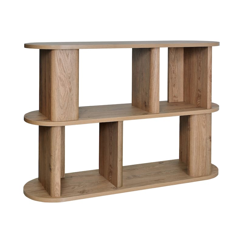 Studio London Low and Tall Oak Wood Effect Bookcase with Compact 2-Shelf Design