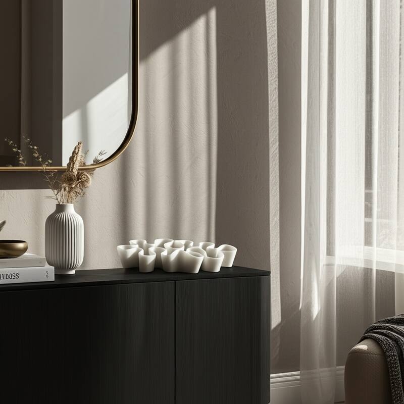 Resin Decorative Bowl Wave-Shaped Modern Sculptural Design - 21" White - 21.25" x 11" x 3.25" - White - 21.25" x 11" x 3.25"