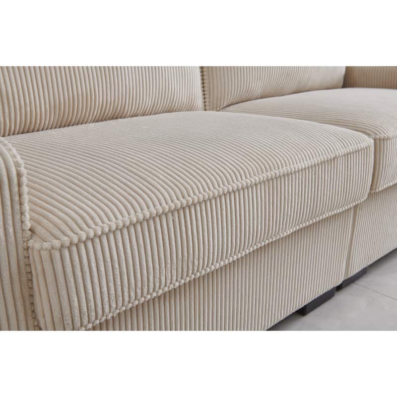 Velvet Upholstered Loveseat Sofa, Couch Settee with Adjustable Headrest, 2 Seater Sofa with Square Armrest and Wood Frame