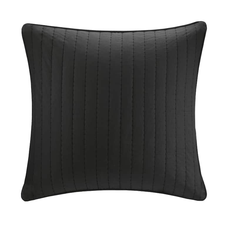 INK+IVY Camila Cotton Quilted Euro Sham - Black - Euro Square