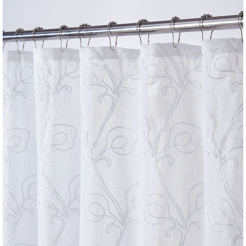 Dainty Home Stella Chenille Embroidered Shower Curtain