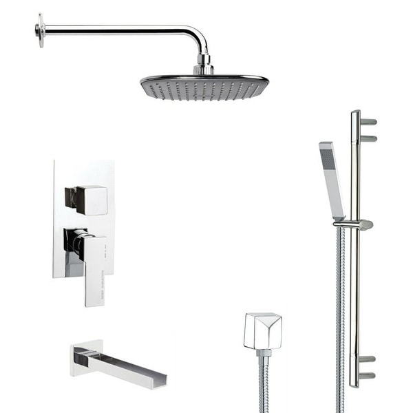 Nameeks TSR9035 Remer Shower Tub and Shower Trim Package with Single Function Rain Shower head and Hand Shower - Chrome