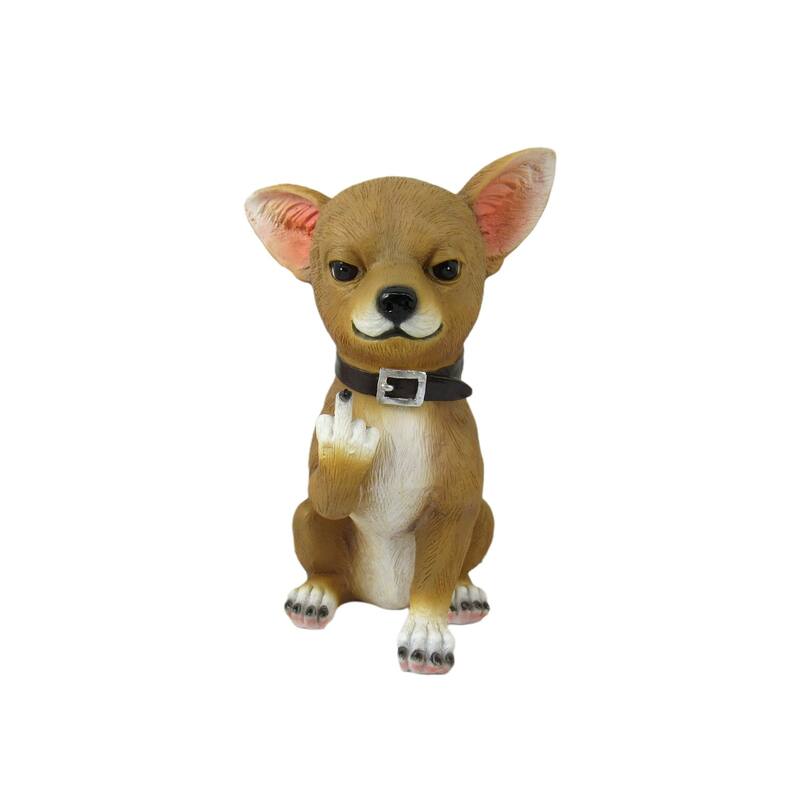 Lil Rascal Rude Finger Flipping Chihuahua Dog Tabletop Statue 6.75 - 6.75 X 4 X 5 inches