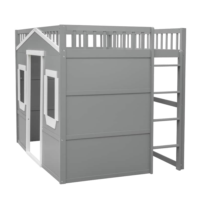 Castle Style Full Solid Pine Loft Bed