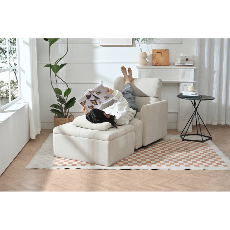 GDFStudio - Oversized 35" Accent Chair with Storage Ottoman