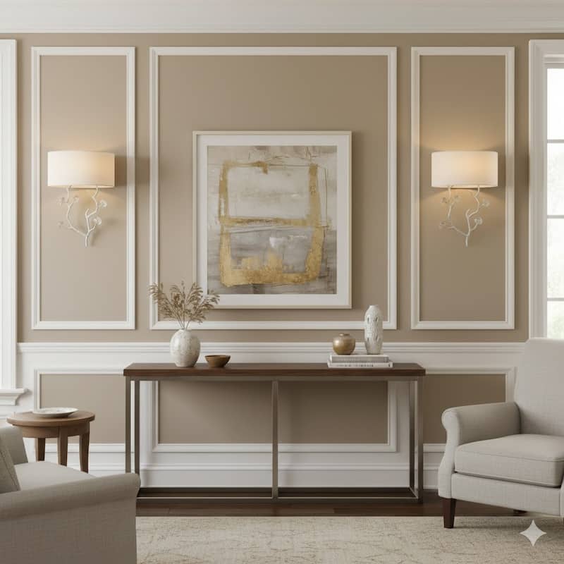 1 Light Silver Branch Floral Wall Sconce wIth White Shade