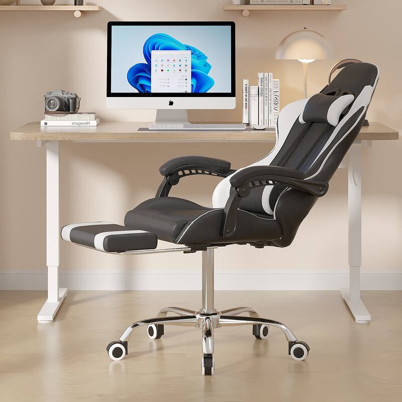 Javlergo Gaming Chair, Computer Chair with Footrest and Lumbar Support, Height Adjustable Game Chair with 360°Swivel Seat