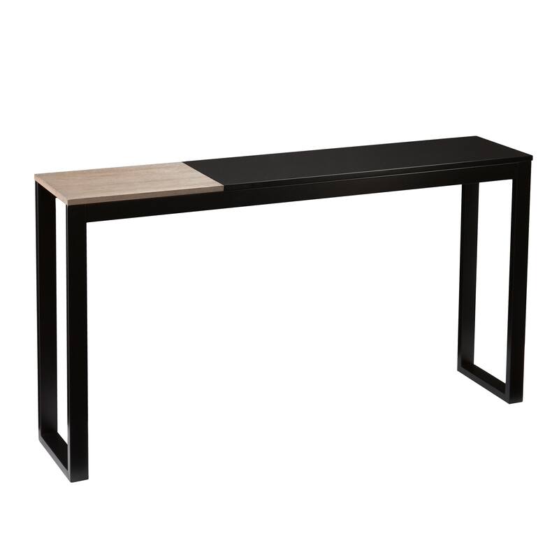 SEI Furniture Lydock Color Block Black & Burnt Oak Console Table