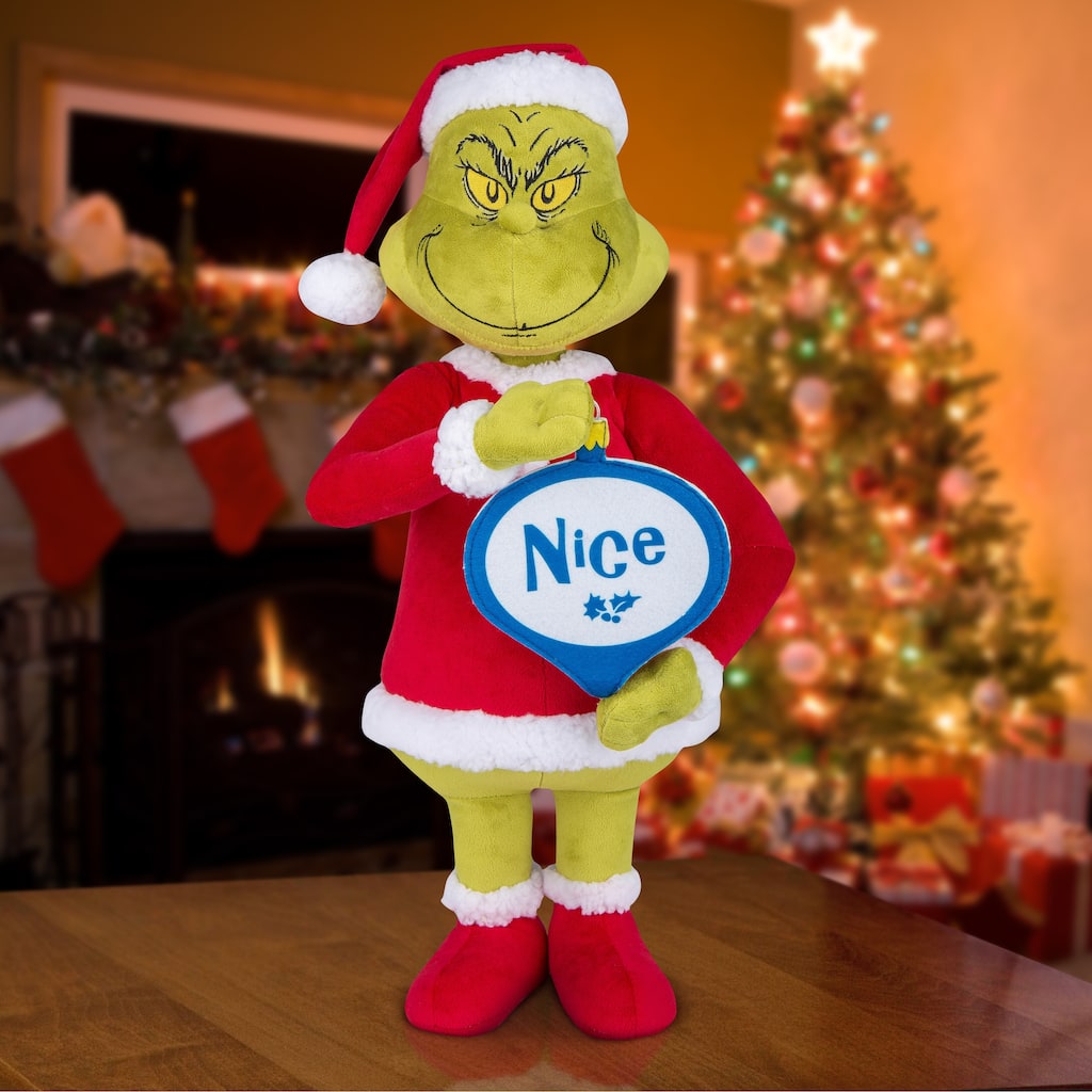 Gemmy Holiday Greeter Grinch w/Naughty and Nice Ornament OPP Dr. Seuss, Multicolored