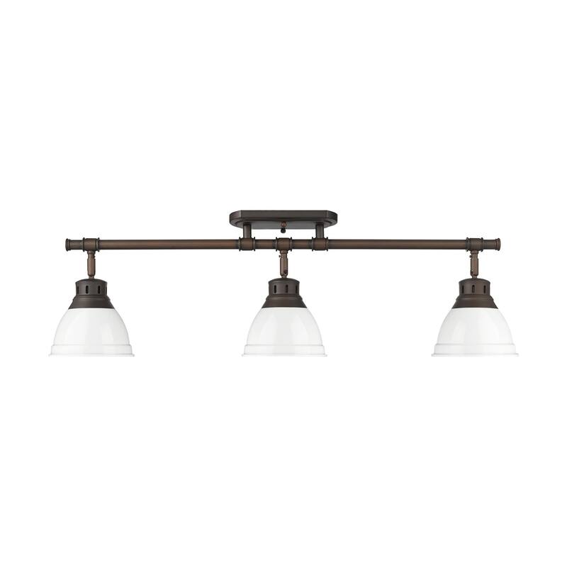 Yep by Golden Lighting Duncan 3-light Semi-Flush Mount in Rubbed Bronze and White shade - Rubbed Bronze - 3-Light Semi-flush