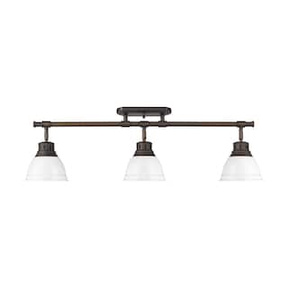 Yep by Golden Lighting Duncan 3-light Semi-Flush Mount in Rubbed Bronze and White shade - Rubbed Bronze - 3-Light Semi-flush