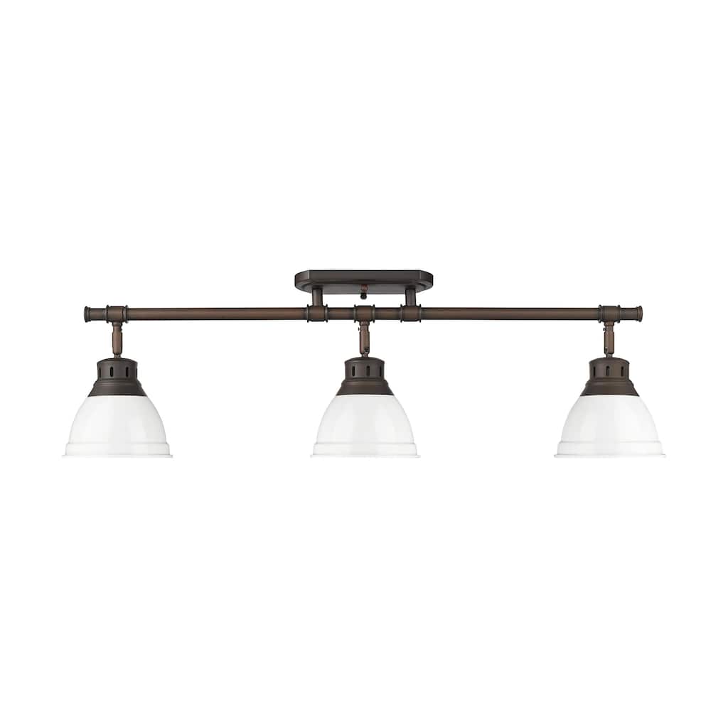 Yep by Golden Lighting Duncan 3-light Semi-Flush Mount in Rubbed Bronze and White shade - Rubbed Bronze - 3-Light Semi-flush
