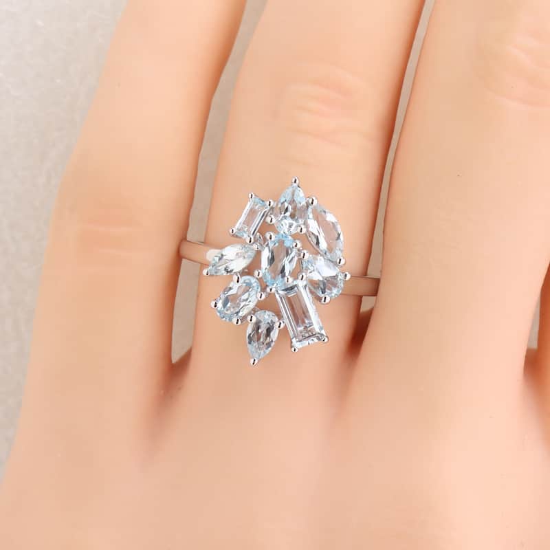 Miadora Multi-Shape Gemstone Floral Ring Sterling Silver